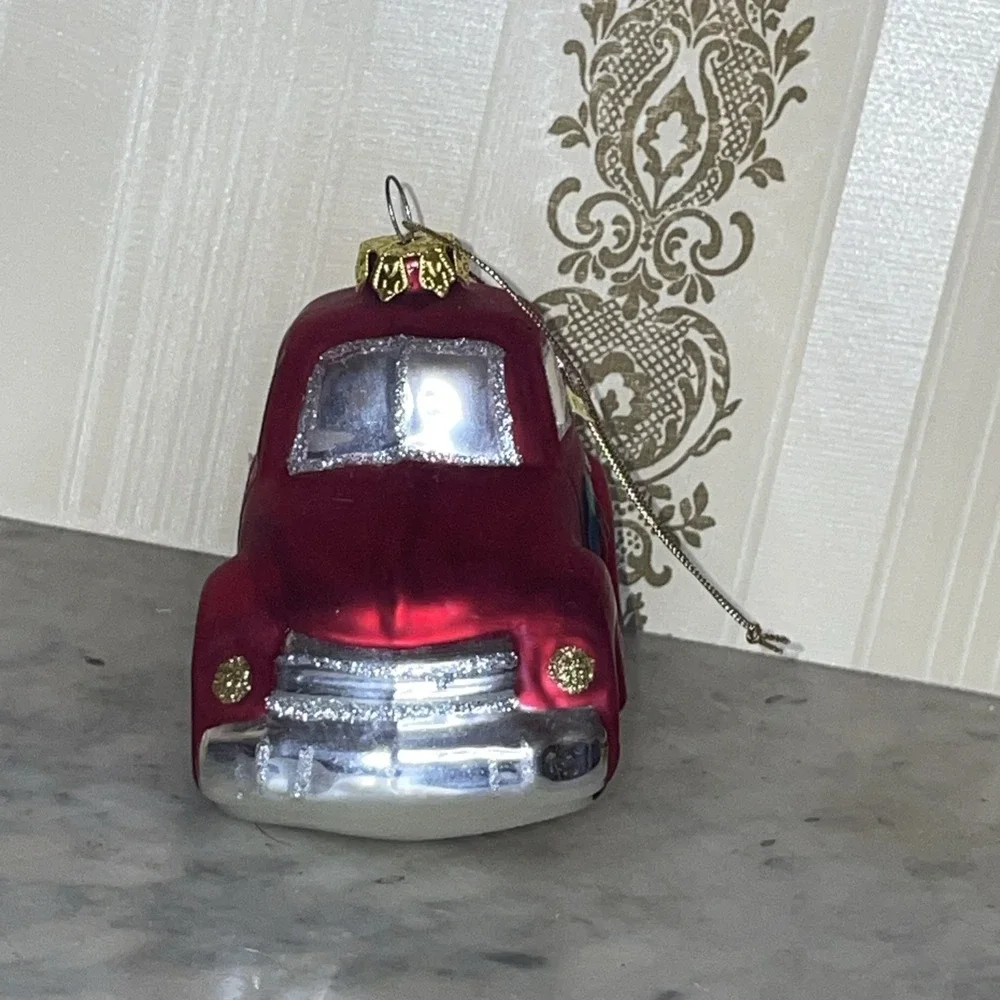 Mouth Blown Glass Ornament Red Pickup Truck Ornaments Wreath